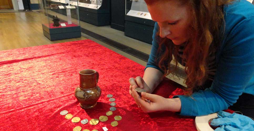Lucy Ellis with the Holy Island hoard