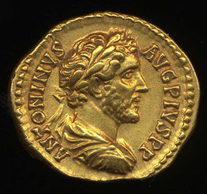 Obverse image of a coin of Antoninus Pius