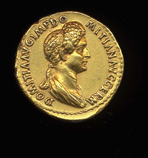 Obverse image of a coin of Domitia Longina