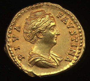 Obverse image of a coin of Faustina the Elder