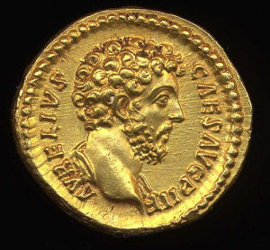 Obverse image of a coin of Marcus Aurelius (as Caesar)