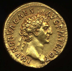 Obverse image of a coin of Nerva