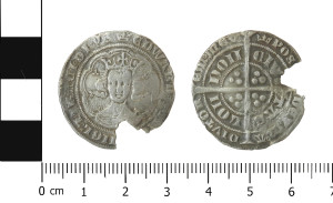 Edward III pre-treaty series F, IM coronet, minted in London dating to 1356 found at Somerford Booths in East Cheshire- recorded under LVPL-ECEE8A