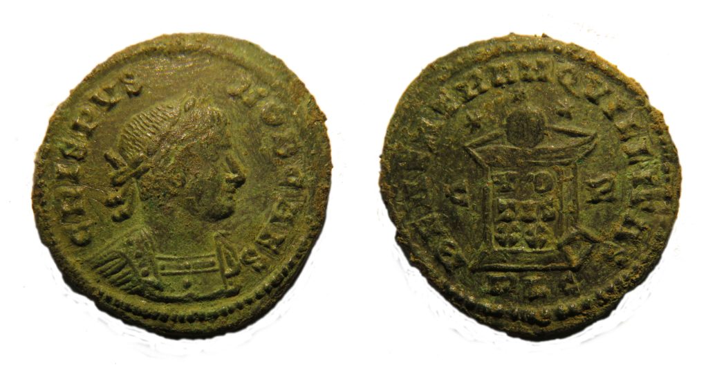 A nummus of Crispus (AD317-326). Copyright: Trustees of the British Museum. License: Attribution License.