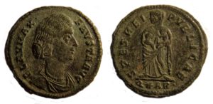 Nummus of Fausta AD 324-328 Copyright: Portable Antiquities Scheme. License: CC-BY. 