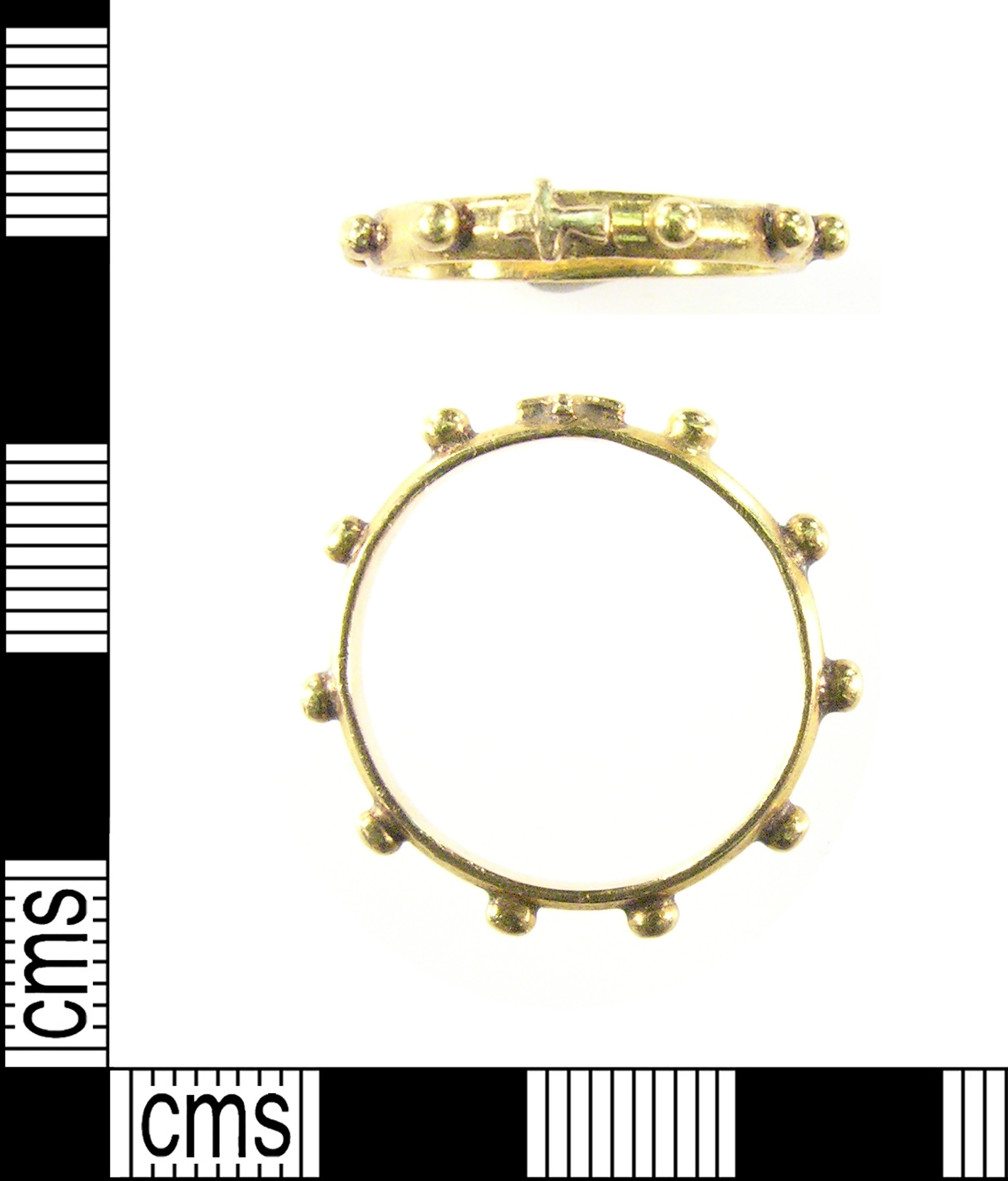 Post-medieval gold decade ring.