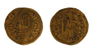 Early medieval gold visigothic tremissis