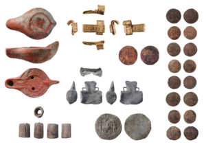 Image of seven archaeological finds from London.