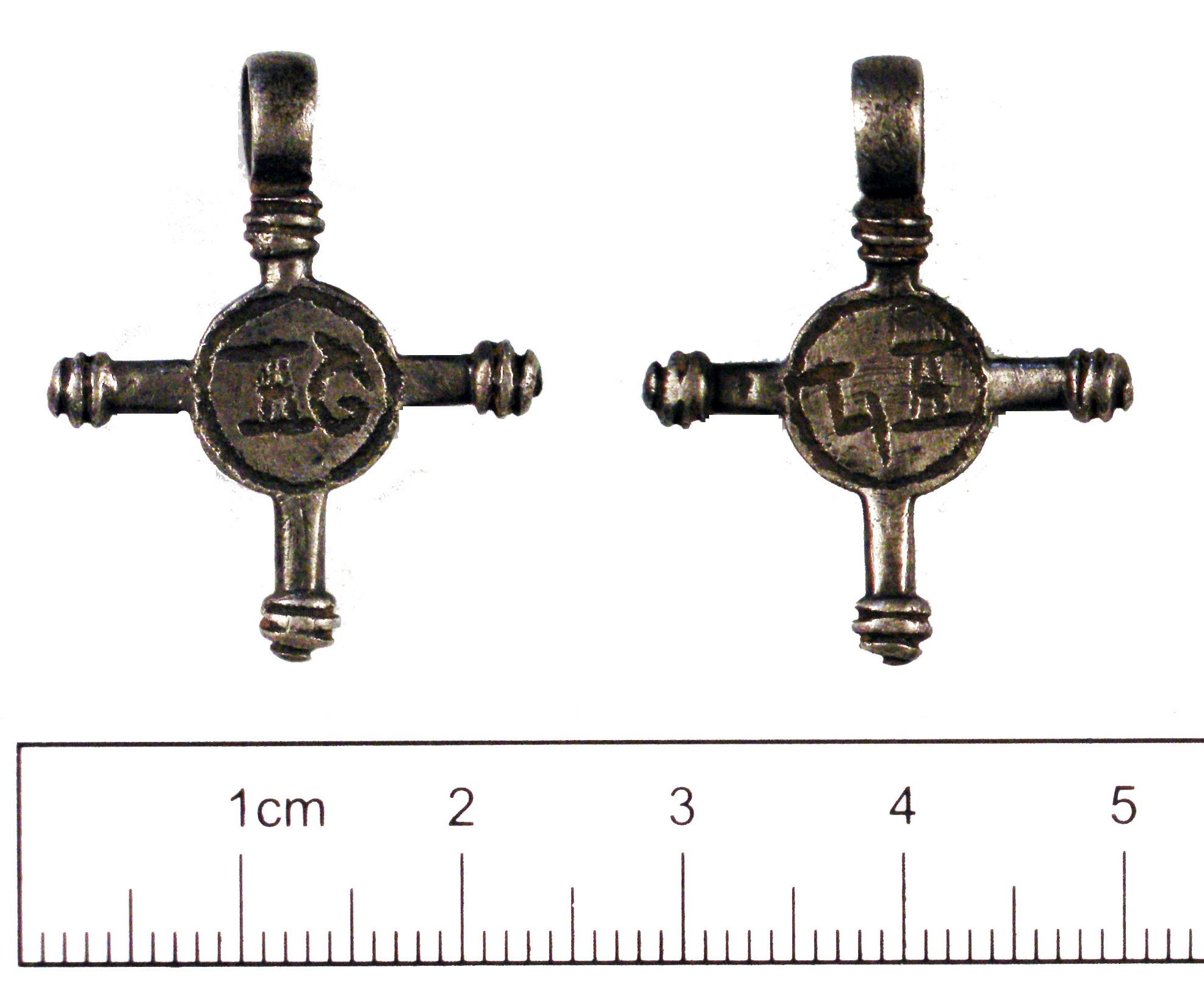 Silver medieval cross pendant engraved 'AGLA' (YORYM-FF8193)